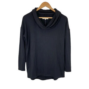 Lou + Grey Womens Cowl Neck Tunic Basic Top Black Signature Soft Long Sleeve